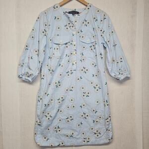 Tommy Hilfiger Blue White Striped Floral Cotton Dress with Pockets Women’s Sz 4